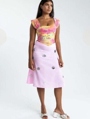 TYLER MCGILLIVARY ZERI 3D FLOWER SKIRT IN PRIMROSE PINK